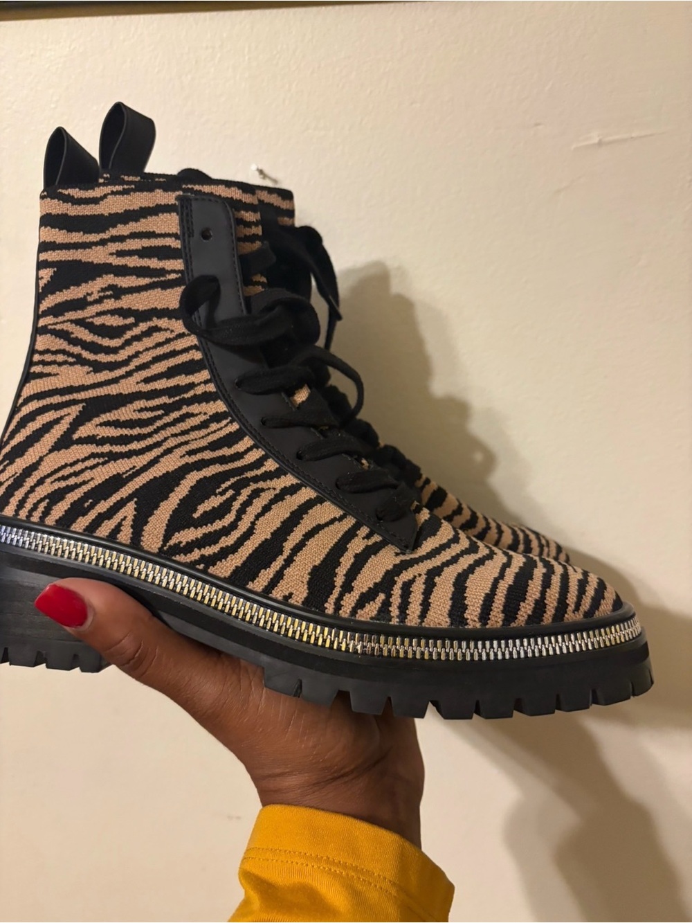 Katy Perry Collections Black & Tan Zebra Lace-Up Boots